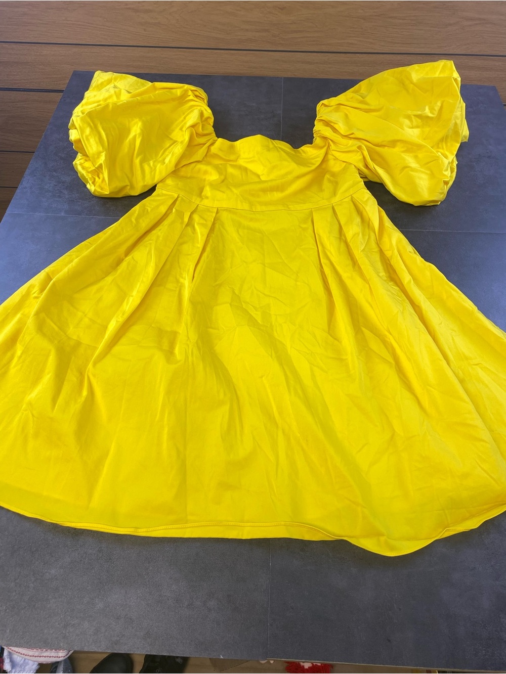 Peter Som Vibrant Yellow Babydoll Mini Fit & Flare Puff-Sleeve Dress-size 2